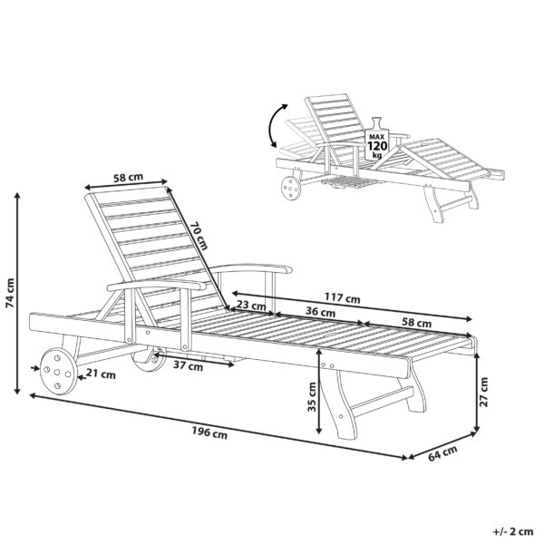 4251682205085 Tuinligstoel Hout Lichte houtkleur JAVA