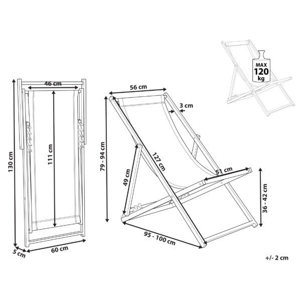 4255664821942 Tuinligstoel Metaal Grijs LOCRI II