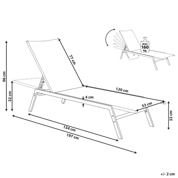 4251682244824 Tuinligstoel Metaal Grijs NOLI