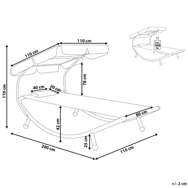 4260586353891 Tuinligstoel Metaal Grijs TERNO