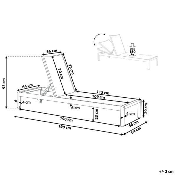 4260580923748 Tuinligstoel Metaal Zwart FOSSATO