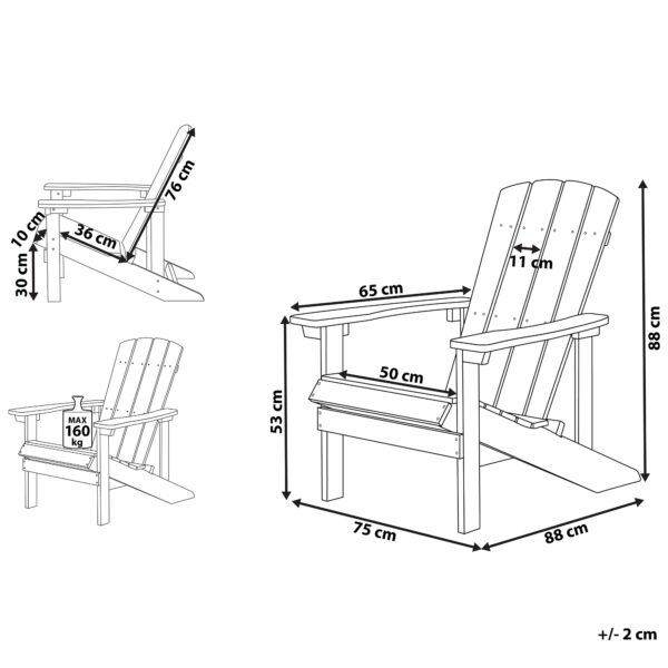 4251682202473 Tuinstoel Bewerkt hout Donkergrijs ADIRONDACK