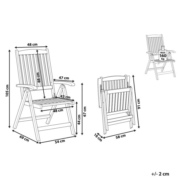 4255664831453 Tuinstoel Hout Donkere houtkleur AMANTEA