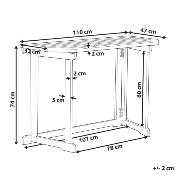 4251682268516 Tuintafel 110 x 47 cm Massief hout Lichte houtkleur TREIA