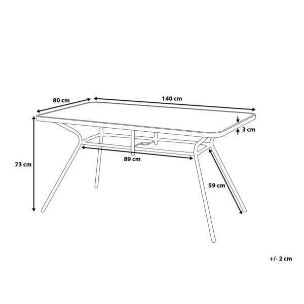 4260580929962 Tuintafel 140 x 80 cm Glas Zwart LIVO