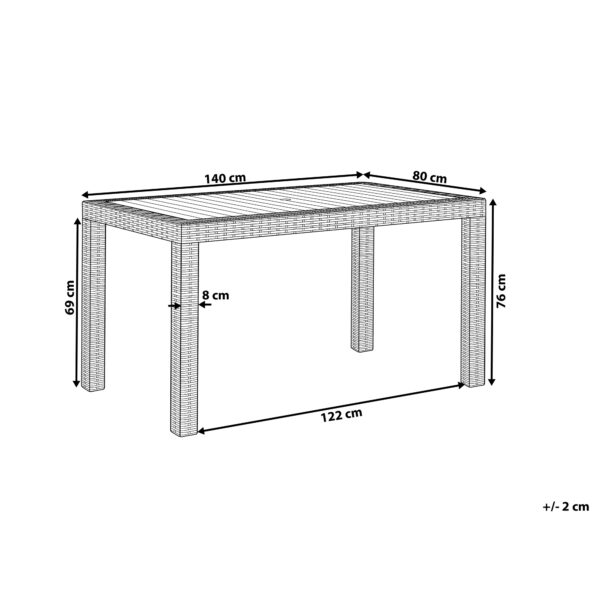 4251682206341 Tuintafel 140 x 80 cm Kunststof Lichtgrijs FOSSANO