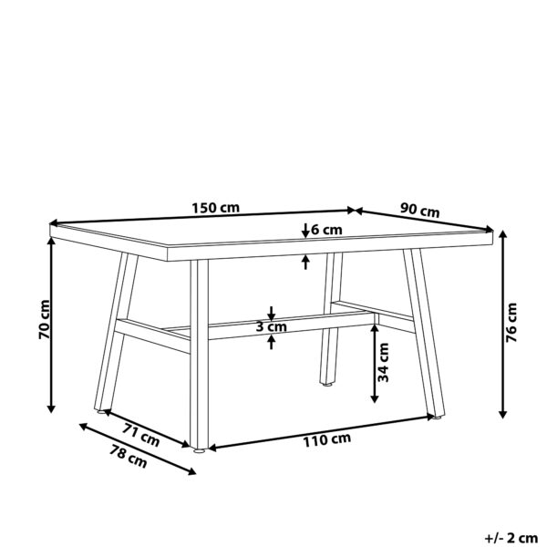 4251682264112 Tuintafel 150 x 90 cm Glas Zwart CANETTO