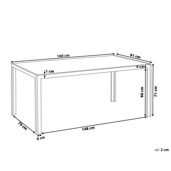 4255664842879 Tuintafel 160 x 90 cm Glas Beige CATANIA