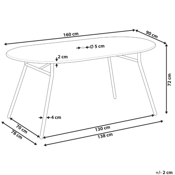 4251682271424 Tuintafel 160 x 90 cm Staal Lichtblauw CALVI