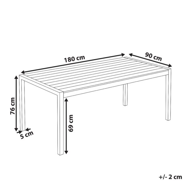 4251682244930 Tuintafel 180 x 90 cm Kunststof Grijs VERNIO