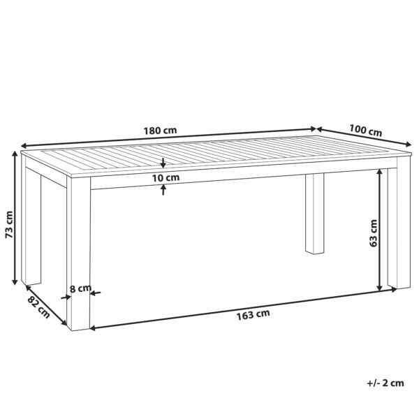 4251682265584 Tuintafel 180 x 90 cm Massief hout Donkere houtkleur TUSCANIA