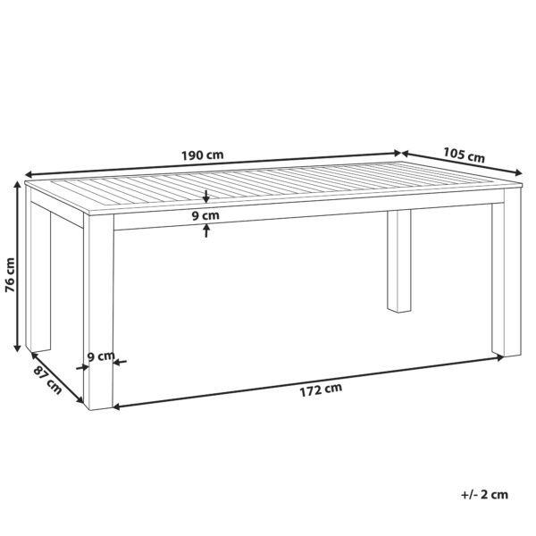 4251682265577 Tuintafel 190 x 105 cm Massief hout Lichte houtkleur MONSANO