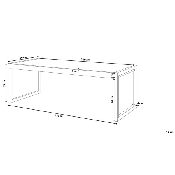 4251682214933 Tuintafel 210 x 90 cm Glas Gebroken wit BACOLI