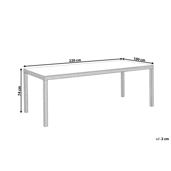 4260580934287 Tuintafel 220 x 100 cm Glas Donkerbruin ITALY