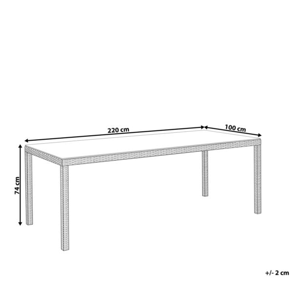 4260580929146 Tuintafel 220 x 100 cm Glas Wit ITALY