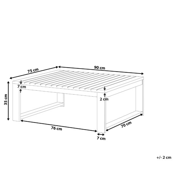 4255664821546 Tuintafel 90 x 75 cm Donkerrood TIMOR