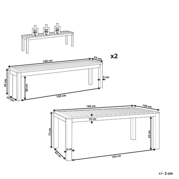 2 x Bank Donkere houtkleur