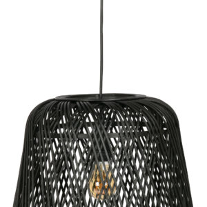 WOOOD Hanglamp Moza Gevlochten bamboe / rotan, kleur Zwart