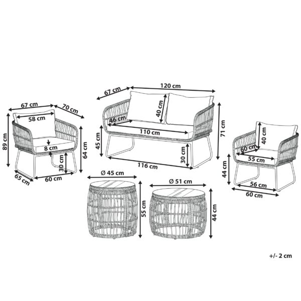 4 x Rugleuning kussen